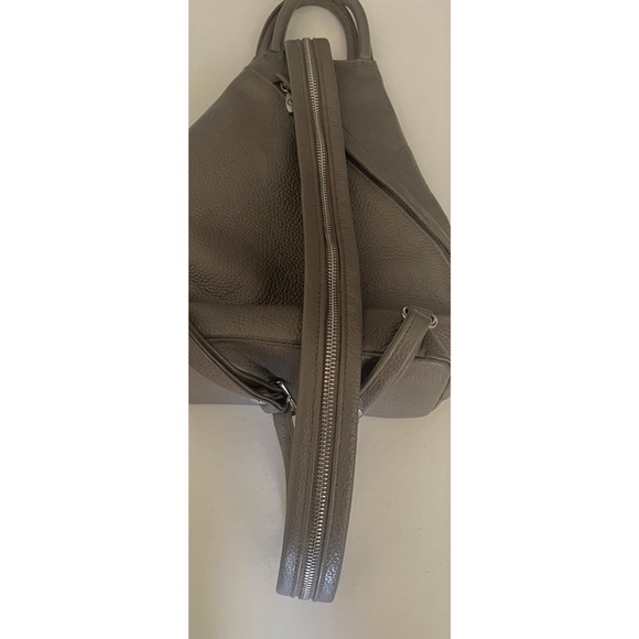 VALENTINA Genuine Leather Convertible Sling Backpack in Elephant Grey - Picture 7 of 12